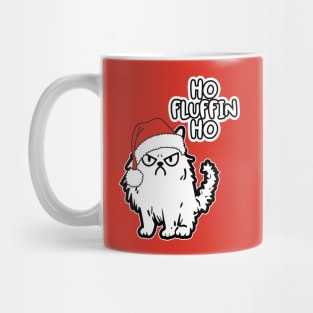 Funny reluctant Christmas Cat with santa hat Mug